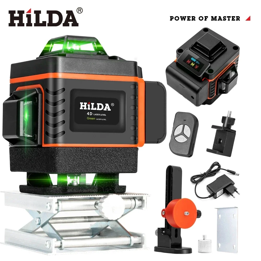 Laser Level 16 Lines 4D Green - HILDA 16/12 เส้น 4D ระดับเลเซอร์สายสีเขียว SelfLeveling