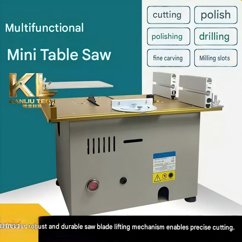 Mini Table Saw For Woodworking - T7 เครื่องเลื่อยวงเดือนขนาดเล็กสำหรับงานไม้ 0-180 ° เครื่องยกใบมีดเฟนซ์ปรับมุม 7