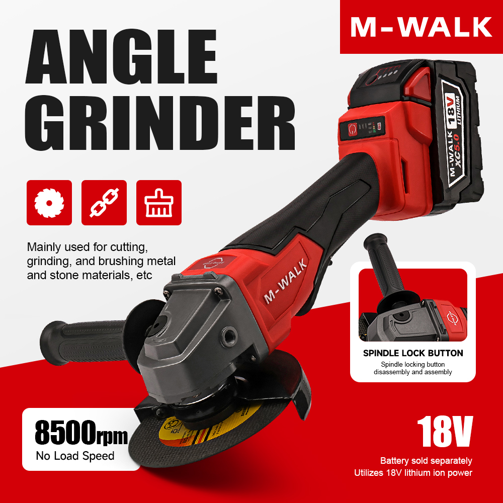 Brushless Angle Grinder Battery Powered - เครื่องเจียรไร้สายความเร็วสูง M-WALK 8500RPM ขนาด 100/125 มม.