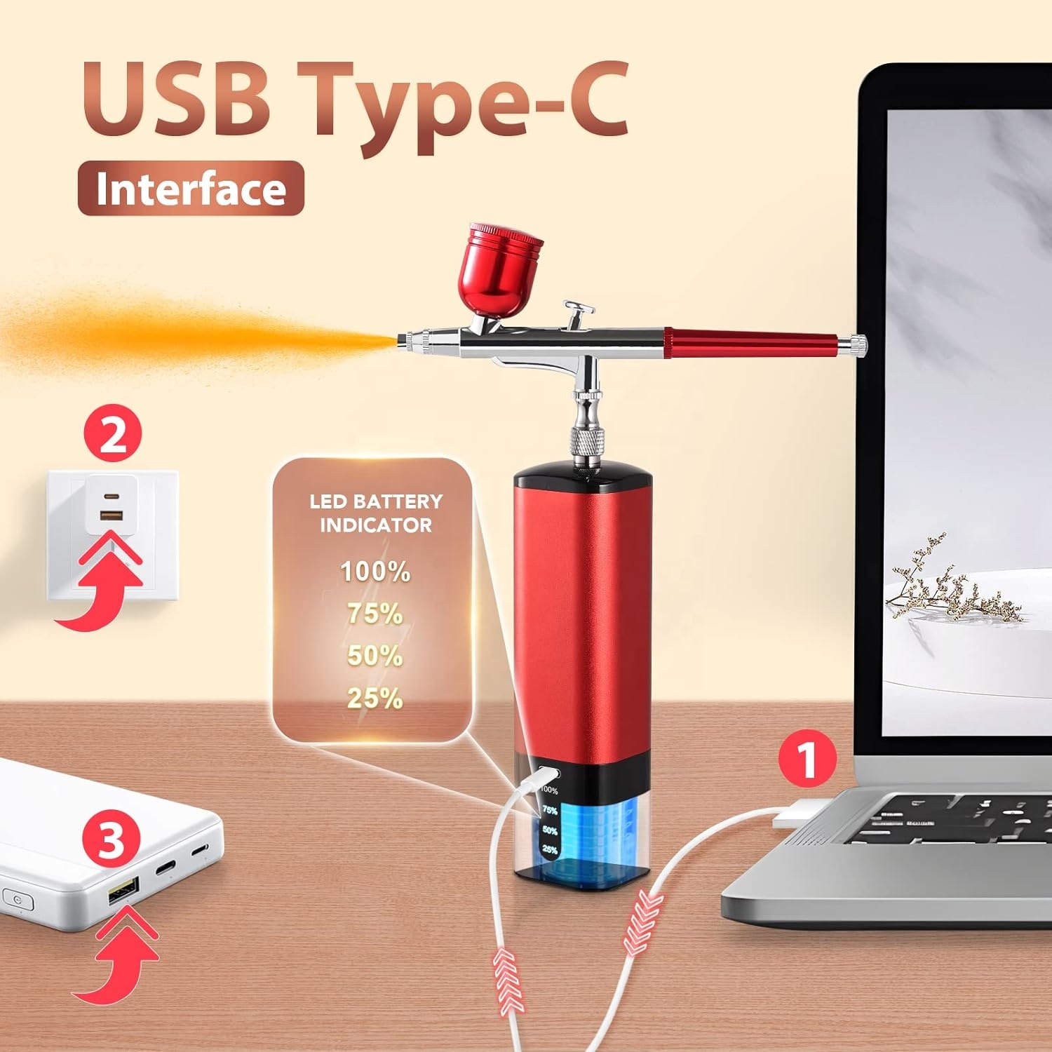 ชุดแอร์บรัชพร้อมคอมเพรสเซอร์,  - Airbrush Kit With Mini Compressor บทวิจารณ์และราคา