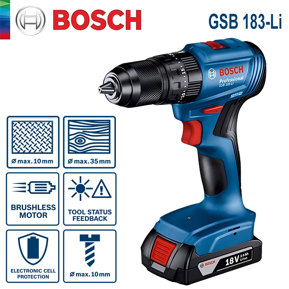 บ๊อช GSB 183-LI สว่านกระแทกไร้ - Brushless Cordless Electric Drill 18V บทวิจารณ์และราคา