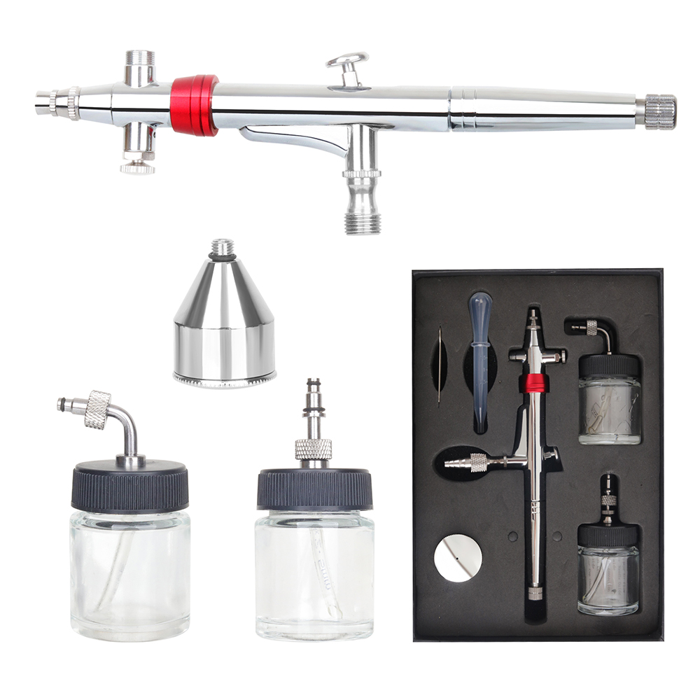 ปากกาพ่นสีระบบโรตารี่แบบสองหัว - Airbrush Kit With Mini Compressor บทวิจารณ์และราคา