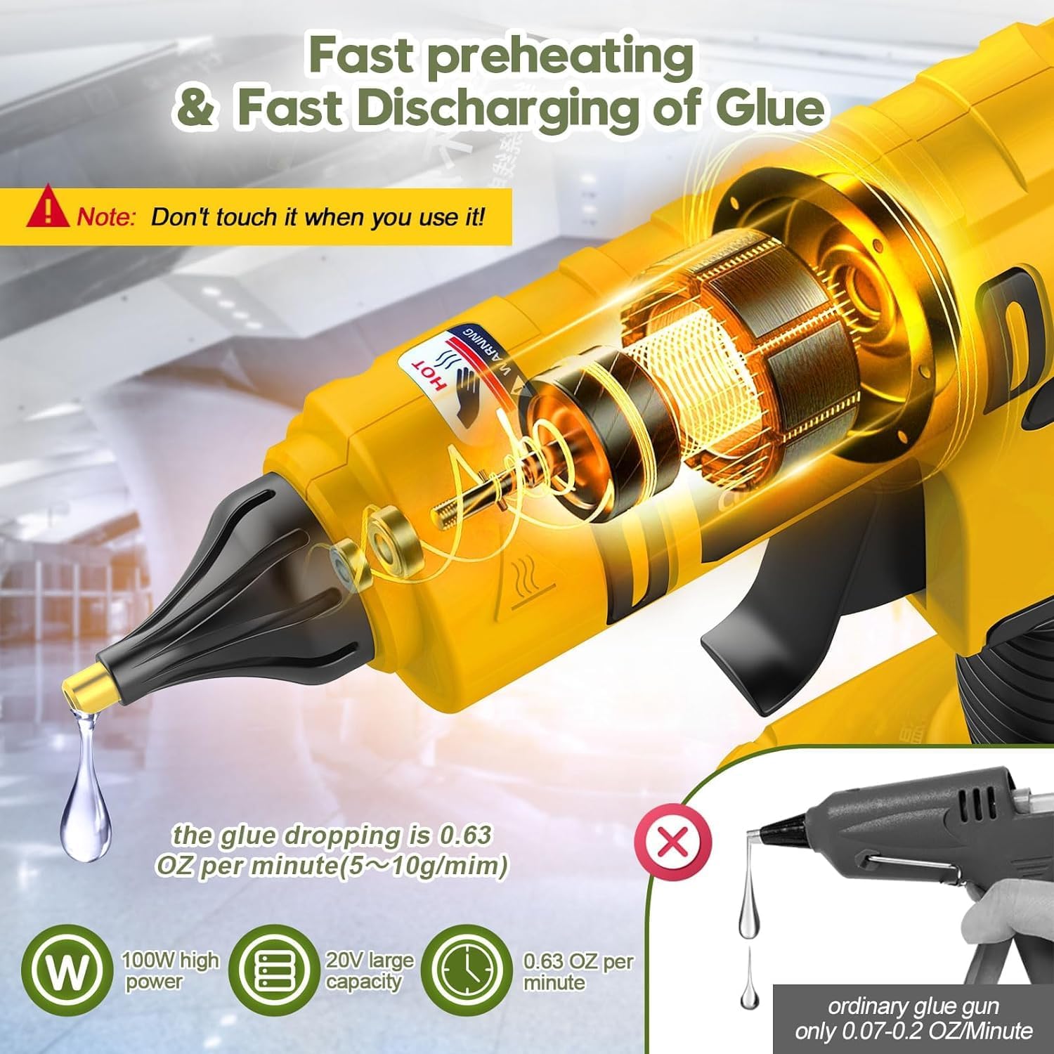 ปืนกาวร้อนไร้สาย 100W สำหรับแบ - Hot Melt Glue Gun Cordless บทวิจารณ์และราคา
